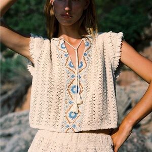 Zara Embroidered Crochet Tank